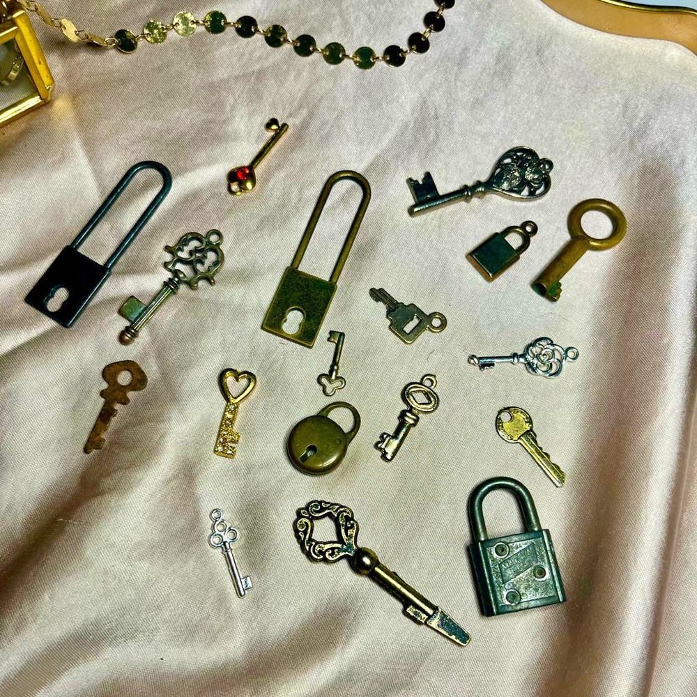 Collection of Vintage Lock and Key charms
